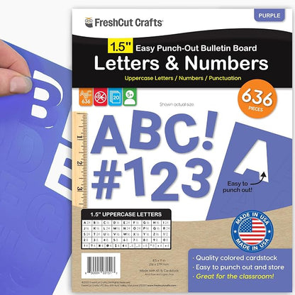 FreshCut Crafts 636 Pcs 1.5 in. Purple Bulletin Board Letters & Numbers by FreshCutCrafts