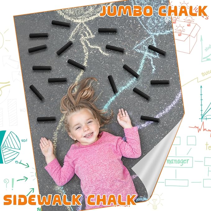 40 Pcs Sidewalk Chalks for Kids Non Toxic Jumbo Chalk for Party Gift Outdoor - Image 4