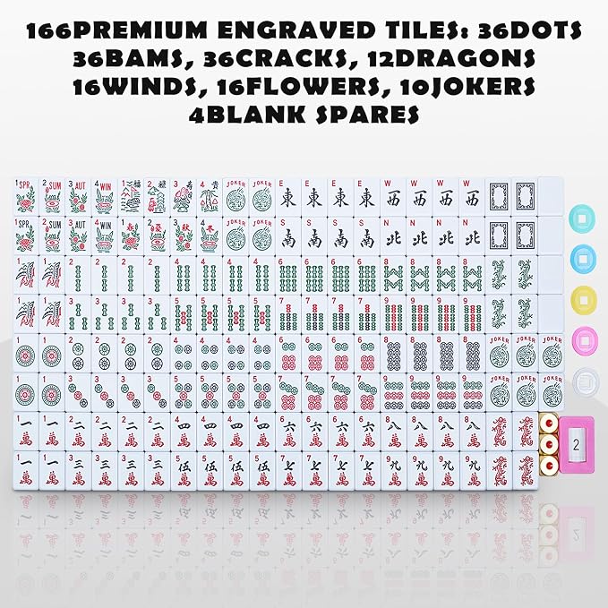NEW American Mahjong Game Set, 166 Premium White Tiles - Image 7