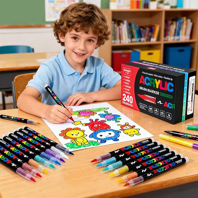 Acrylic Paint Markers Pens, 168 Vivid Colors Acrylic Markers Set, Direct Liquid - Image 2