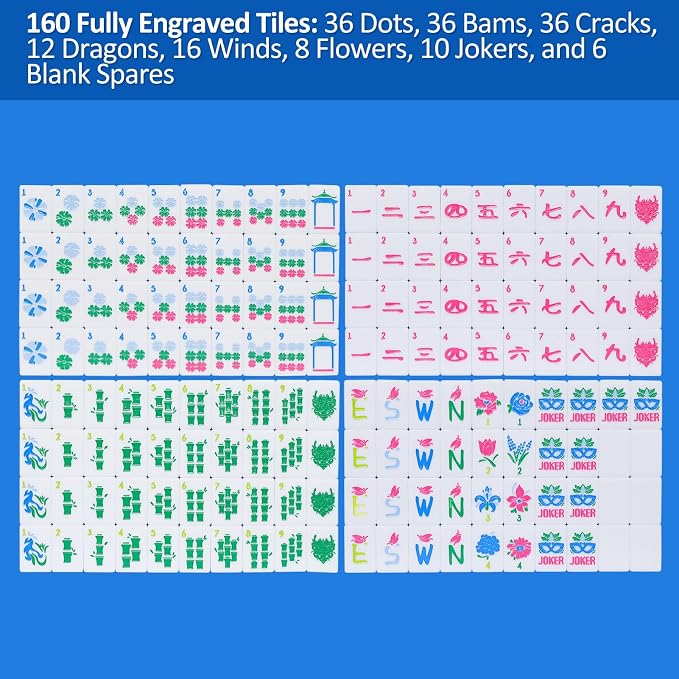 American Mahjong Tile Set with Carrying Bag and Accessories, 160 Acrylic - Image 5