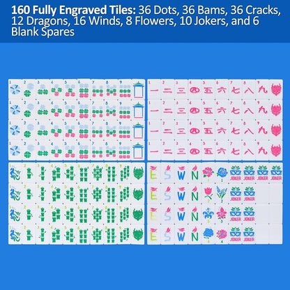 American Mahjong Tile Set with Carrying Bag and Accessories, 160 Acrylic - Image 5