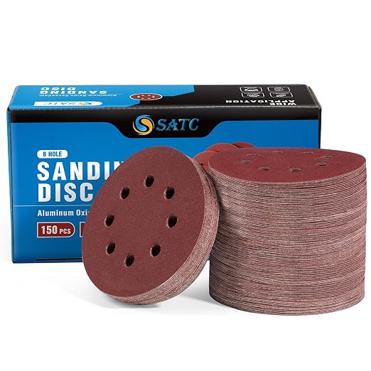 S SATC 150PCS 5 Inch 8 Holes Dustless Hook and Loop Sanding Discs, 240 Grit by SSATC