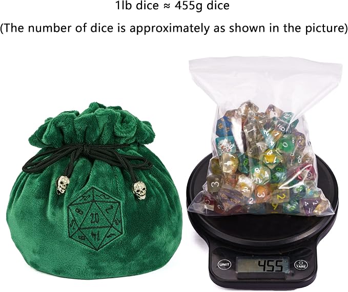 Large Dice Bags D&D with Pockets Green Storage Bag D20 Logo - Image 2