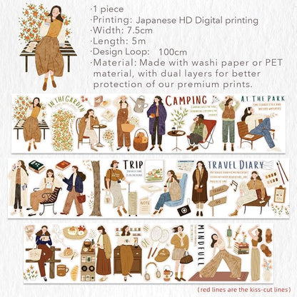 WT Pre-Cut Planner's Day 2 Washi Tape, Single Roll, Original Designs, - Image 8