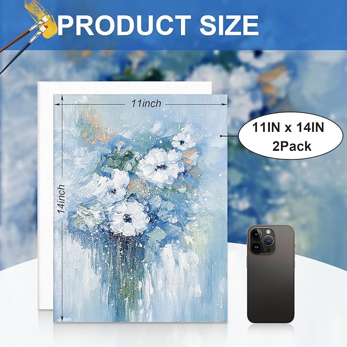 ESRICH Canvas Boards for Painting, 2 Pack Canvas for Painting 11x14 Cotton - Image 2