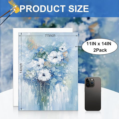 ESRICH Canvas Boards for Painting, 2 Pack Canvas for Painting 11x14 Cotton - Image 2