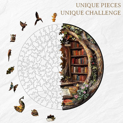 KAAYEE Wooden Puzzles for Adults, Tree House Library Wooden Jigsaw Puzzle - Image 4