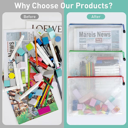9pcs Mesh Zipper Pouch Bags, B5 Mesh Pouch, Plastic Zipper Pouches, 9 Colors - Image 4