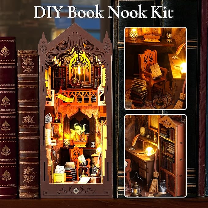 TuKIIE DIY Book Nook Miniature Kit, Booknook Dollhouse Bookshelf Insert - Image 2