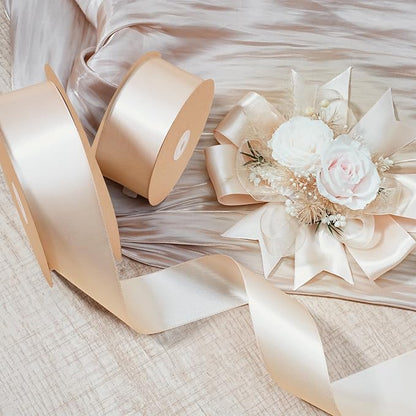 LaRibbons Nude Satin Ribbon 1 1/2 Inch 50 Yards Luxury Double Faced Ivory Silk - Image 6