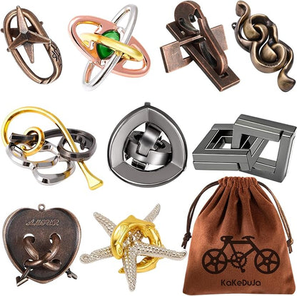 9pcs Metal Puzzle for Adult Disentanglement Puzzles Lock Puzzle Games Set Gift by KaKeDuJa