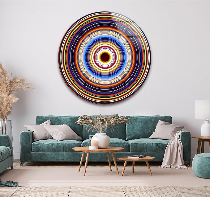 My Photostation.com 31.5'' Diameter Colorful Concentric Circles Round Glass - Image 2