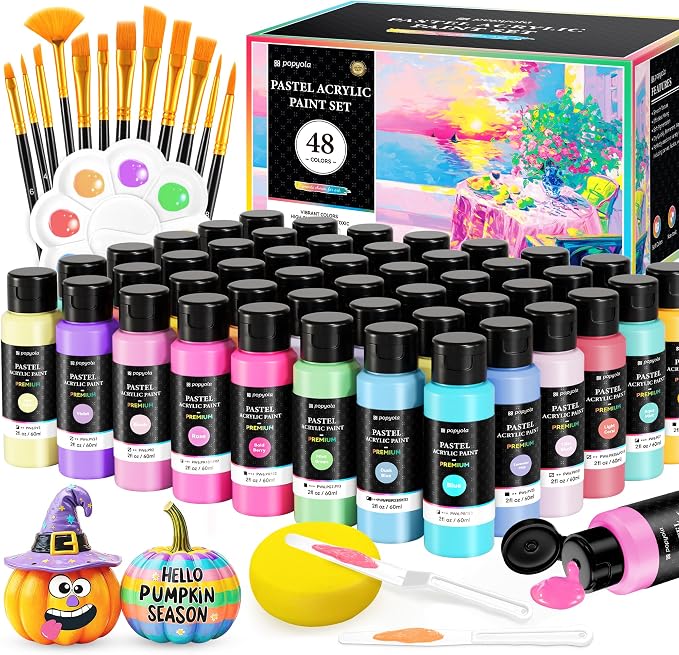 64 PCS Pastel Acrylic Paint Set by POPYOLA