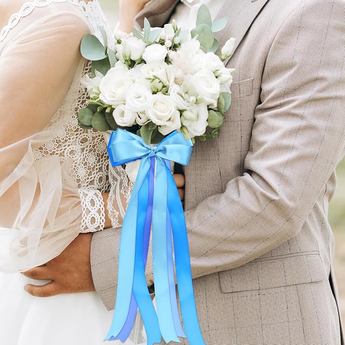 1-1/2 Inch Blue Satin Ribbons for Crafts, 6 Rolls Single-Faced Blue Assorted - Image 3