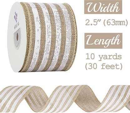 MEEDEE Burlap Wired Ribbon - Image 2