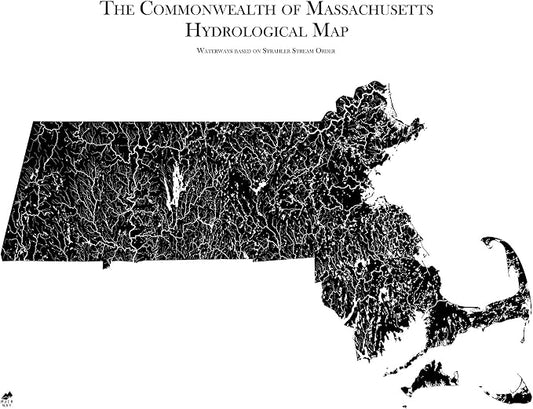 Muir Way Hydrological River Map of Massachusetts by MuirWay