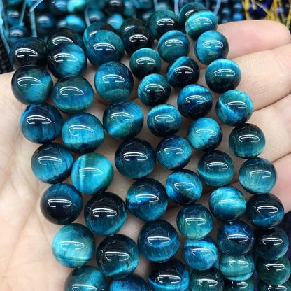 120PCS 6mm Blue Tiger Eye Gemstone Loose Beads Natural Round Loose Stone Beads - Image 2