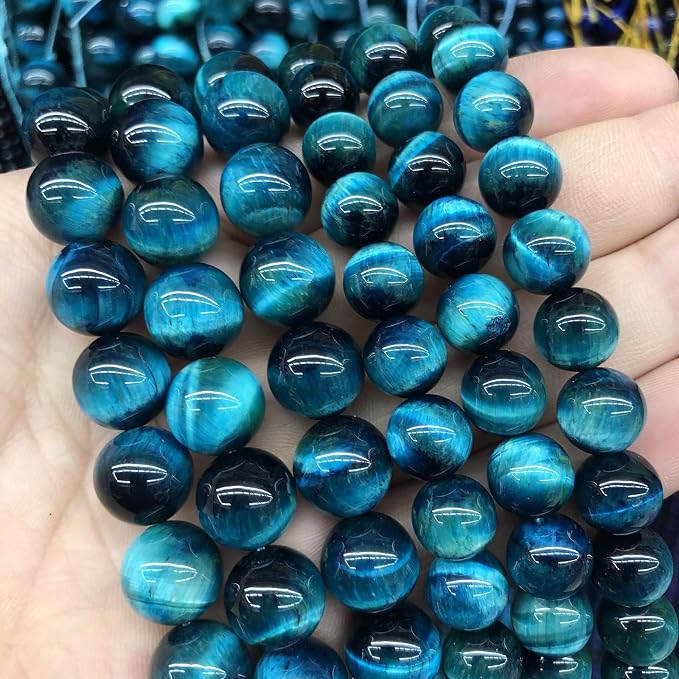 76PCS 10mm Blue Tiger Eye Gemstone Loose Beads Natural Round Loose Stone Beads - Image 6