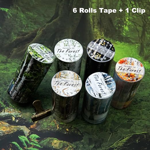 Forest Washi Tape Set, 6 Rolls Tree Landscape Stickers - Image 2