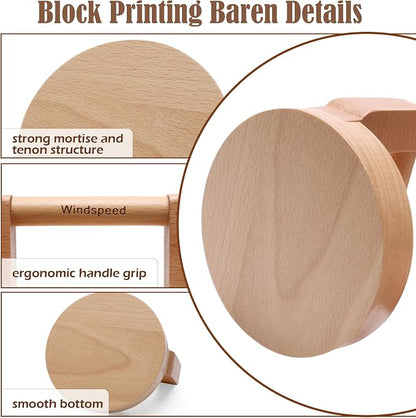 1+1 Pcs Block Printing Baren, Windspeed Wood Baren Printmaking Tool Supplies - Image 3