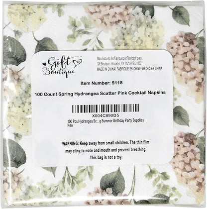 100 Pcs Hydrangea Scatter Floral Cocktail Beverage Napkins Hydrangeas Flowers - Image 9