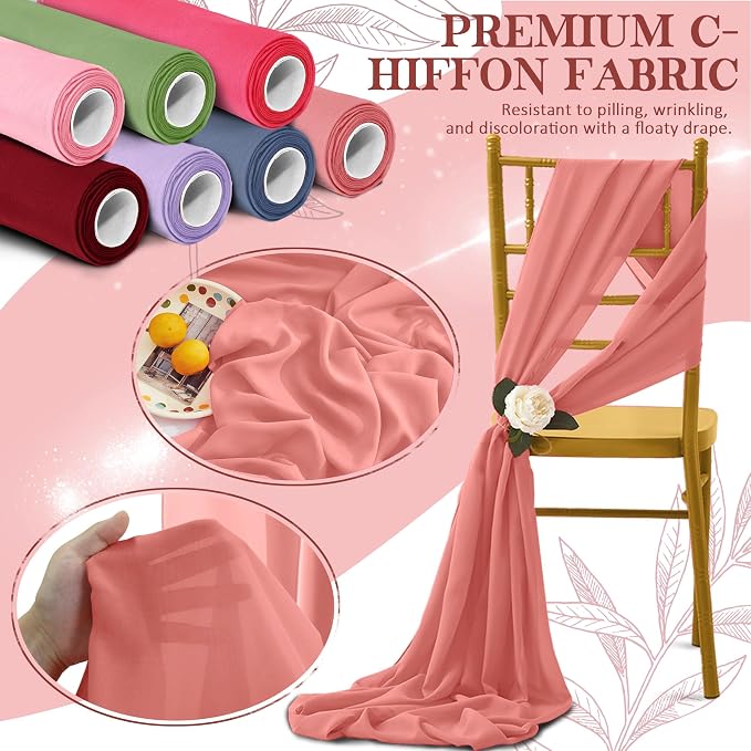 Horbaunal Rose Gold Chiffon Fabric by The Yard, 1 Yard Continuous Sheer Fabric - Image 5