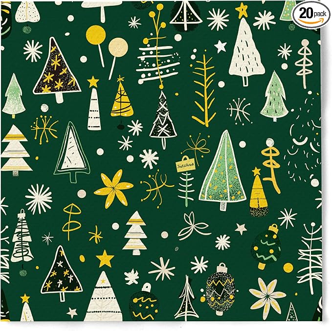 Premium Designer Paper Napkins, 3-Ply 6.5 x 6.5-inches Fold Disposable by JoyfulArtink