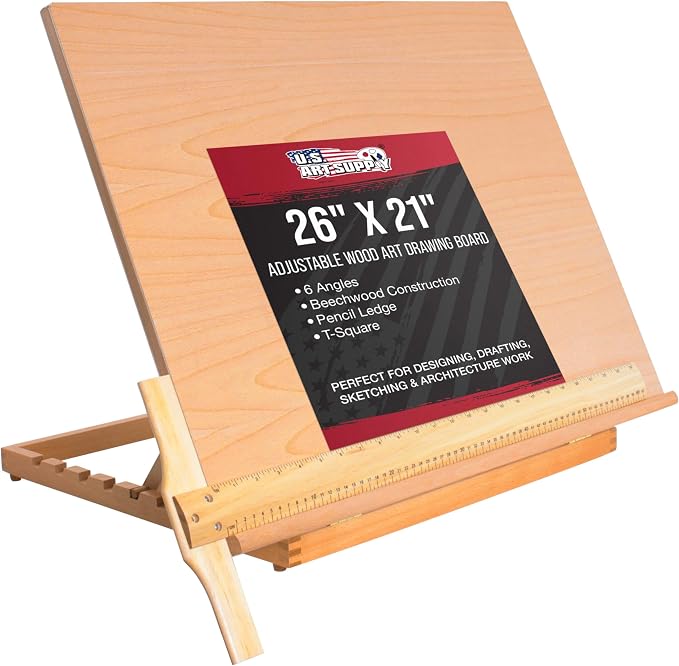 U.S. Art Supply X-Large 26" x 21" Adjustable Wood Art Drawing Board by USArtSupply