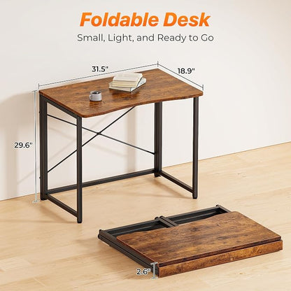 Huuger Folding Desk for Small Spaces, 31.5 Inch Foldable Computer Table - Image 2