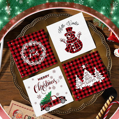 Janlaugh 200 Pcs Christmas Paper Cocktail Napkins Disposable 2 Ply Xmas Style - Image 2