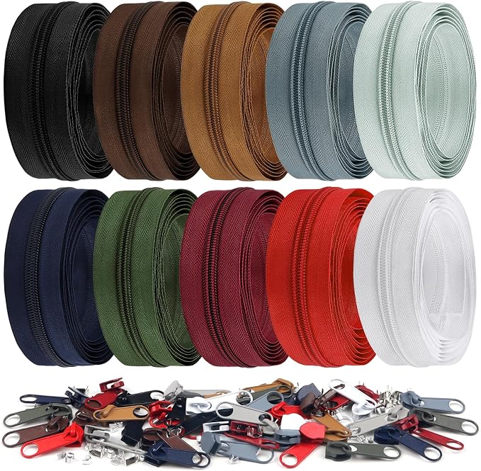 DOITEM 22.2 Yards/ 20 m 10 Pieces Assorted Colors #5 Nylon Coil Zippers by DOITEM
