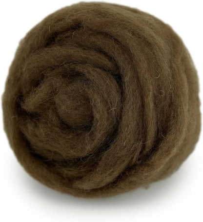 Woolbuddy Needle Felting Wool – 8oz Chunky Wool Roving in Brown, Felting Wool by Woolbuddy