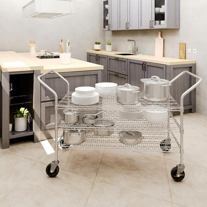 24" W x 48" L x 36" H Chrome Heavy Duty Utility Cart | 3-Tier | NSF Commercial - Image 3