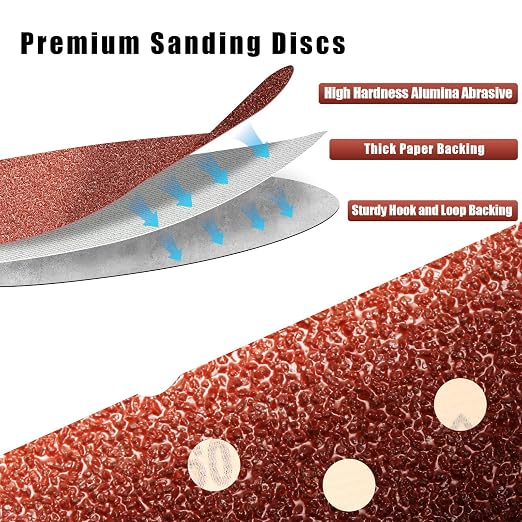 40 Grit 5 Inch Sanding Discs Hook and Loop Sandpaper - Image 3