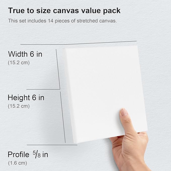 PHOENIX Small Stretched Canvas for Painting 6x6 Inch/14 Bulk Pack, 8 Oz Triple - Image 3