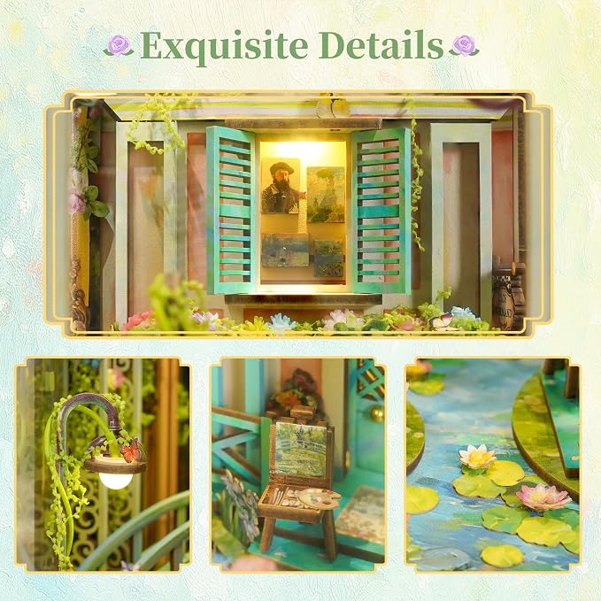 Tonecheer DIY Book Nook Kit for Adults, 3D Puzzle Wooden Miniature House Kit - Image 3
