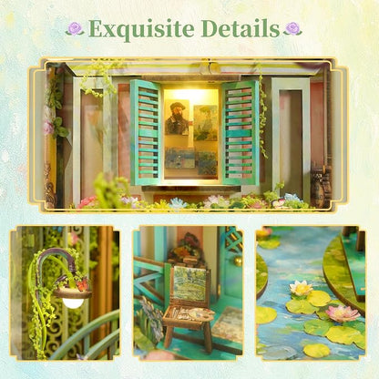 Tonecheer DIY Book Nook Kit for Adults, 3D Puzzle Wooden Miniature House Kit - Image 3