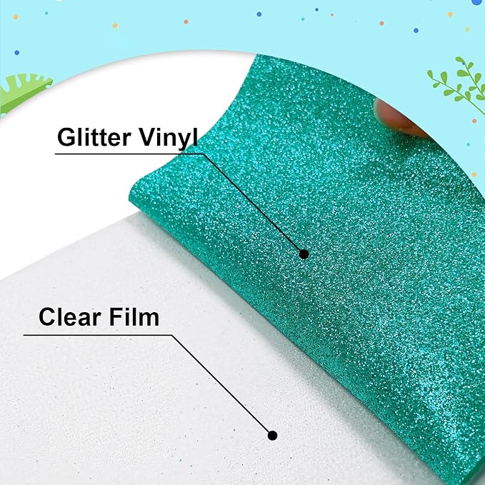 Agate Green Glitter HTV Heat Transfer Vinyl 12" x6FT Glitter Vinyl - Image 3