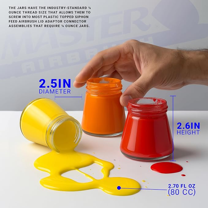 Master Airbrush TB-010 Empty 2.7-Ounce Glass Jar Bottles - Image 5