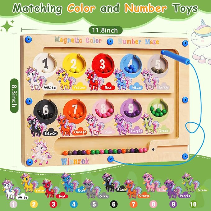 Magnetic Color and Number Maze, Montessori Wooden Magnet Puzzles Learning - Image 2