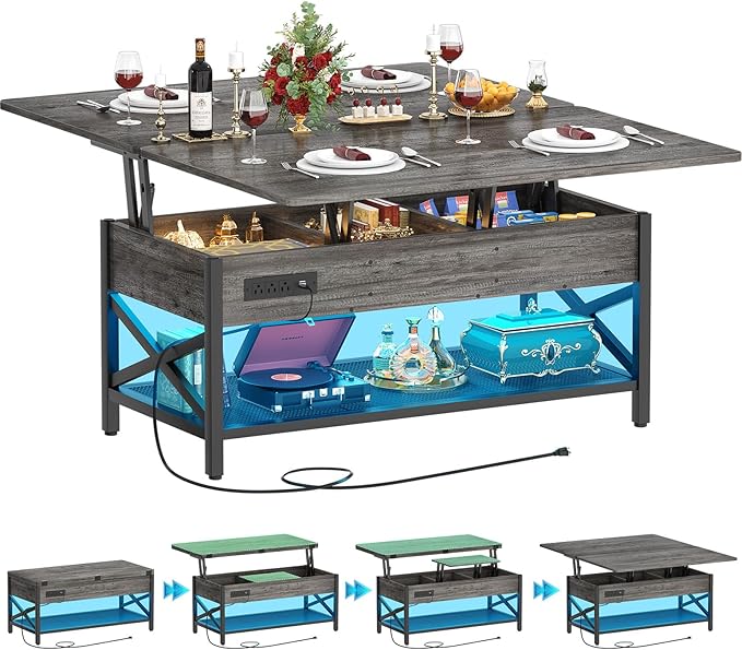 Aheaplus Coffee Table Lift Top Multi-Function Coffee Table Converts to Dining by Aheaplus