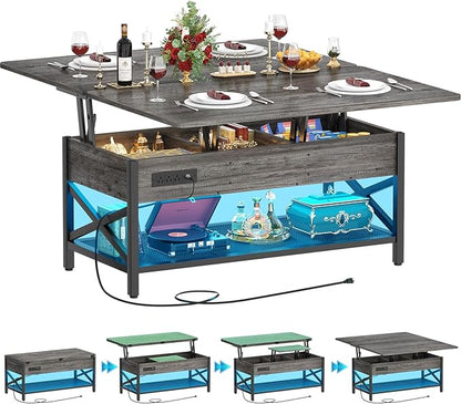 Aheaplus Coffee Table Lift Top Multi-Function Coffee Table Converts to Dining by Aheaplus