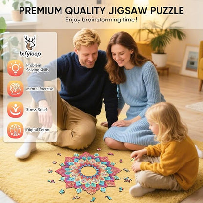 Wooden Puzzles for Adults, Hollow Mandala Wooden Jigsaw Puzzles 200 Pieces - Image 4