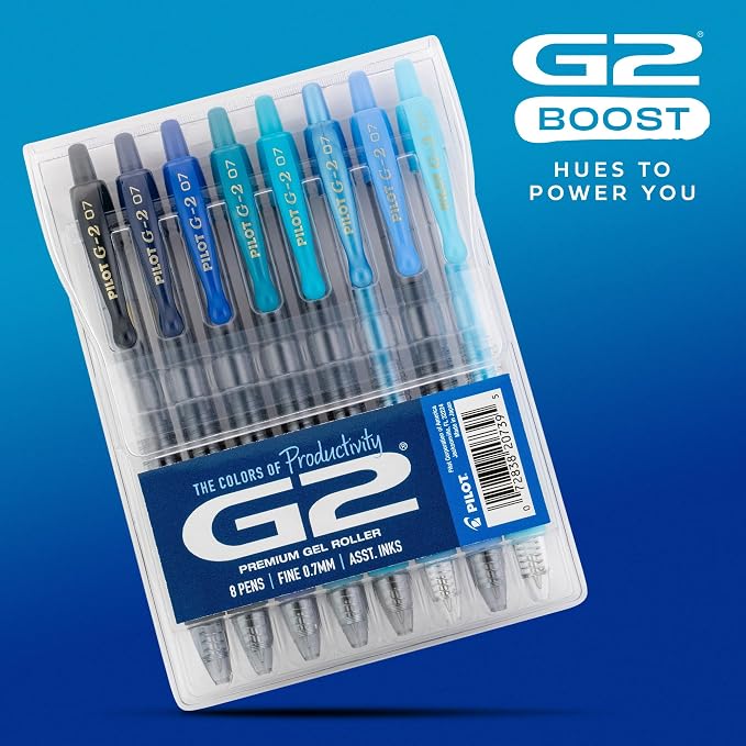 PILOT G2 Premium Gel Roller Pens, Fine Point Gel Pens, Boost Blue Pack - Image 2
