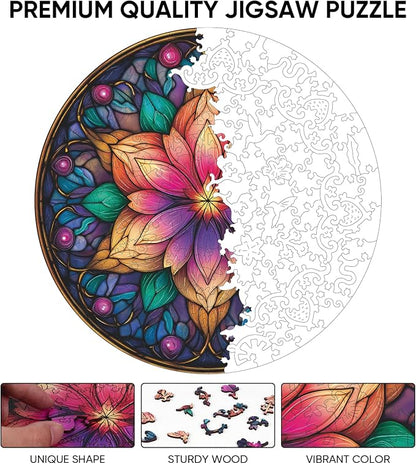 Dream Lotus Wooden Puzzles, 500 Pieces Jigsaw Puzzles 16.5x16.5 inch, Unique - Image 3