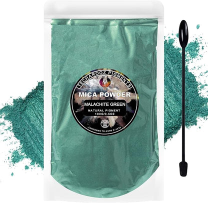 Malachite Green Mica Powder for Epoxy Resin 100g / 3.5oz. Sealed Bag- Techarooz by TECHAROOZ