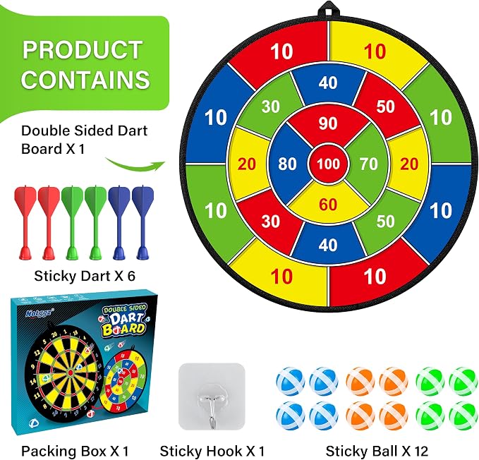 Large Dart Board for Kids, Kids Double-Sided Dart Board - Image 5