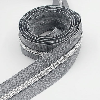 Leekayer #5 Metallic Silver Nylon Coil Zippers by The Yard Bulk 10 Yards Grey - Image 7