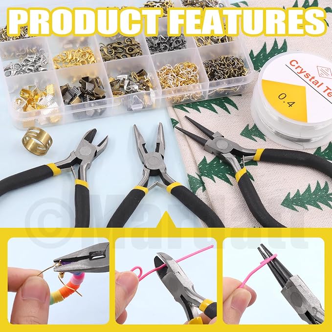 Mardatt 1587Pcs Jewelry Making Supplies Kit Includes Jewelry Pliers, Jewelry - Image 3